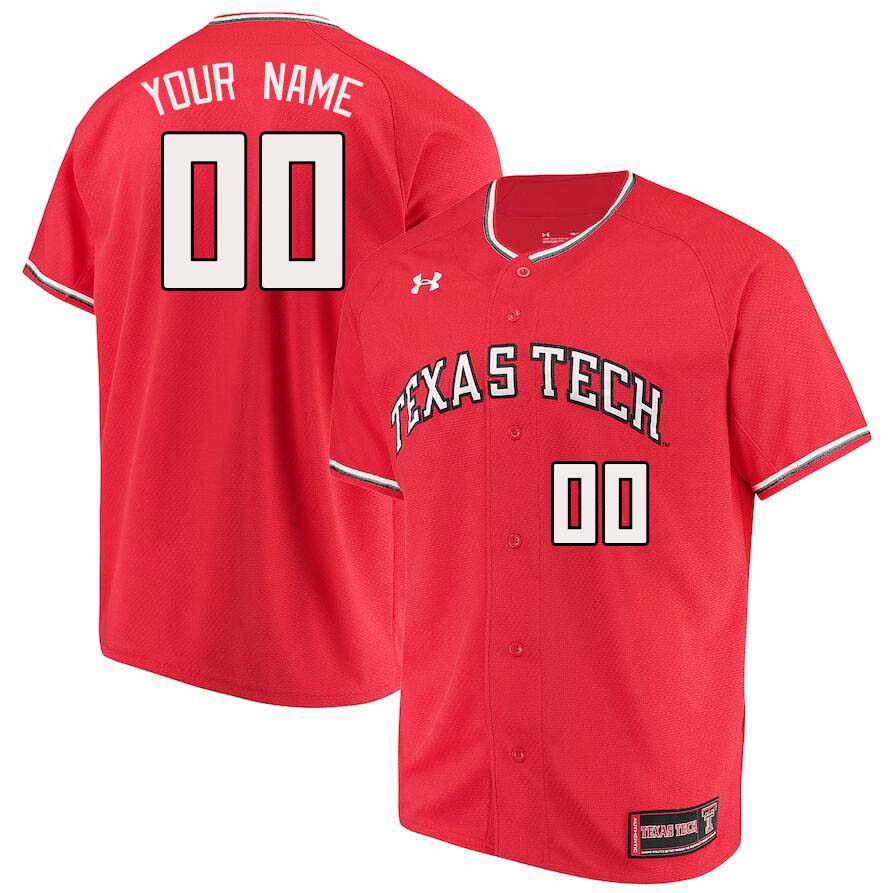 Custom Texas Tech Red Raiders Name And Number College Baseball Jerseys Stitched-Red - Click Image to Close